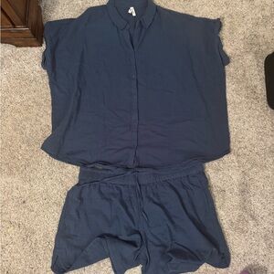 Pact Coastal Double Gauze Curves Hem Shorts & Matching shirt